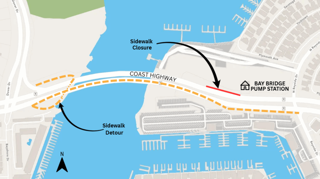 Bay Bridge sidewalk closure detour map