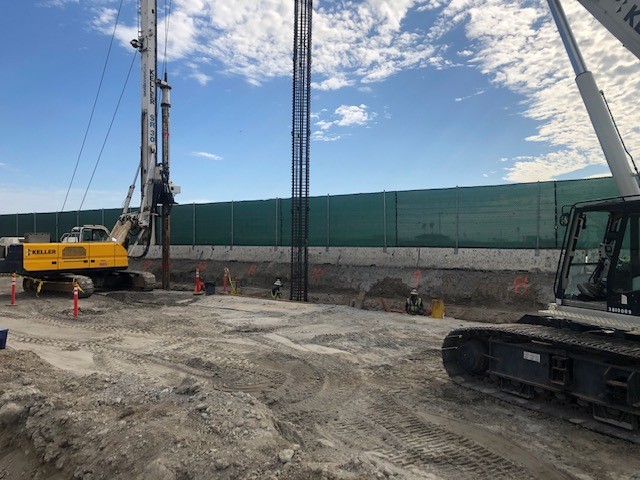 Steel rebar cage placement on wall project