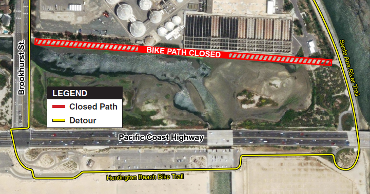 Talbert Marsh Bike Path Detour Map