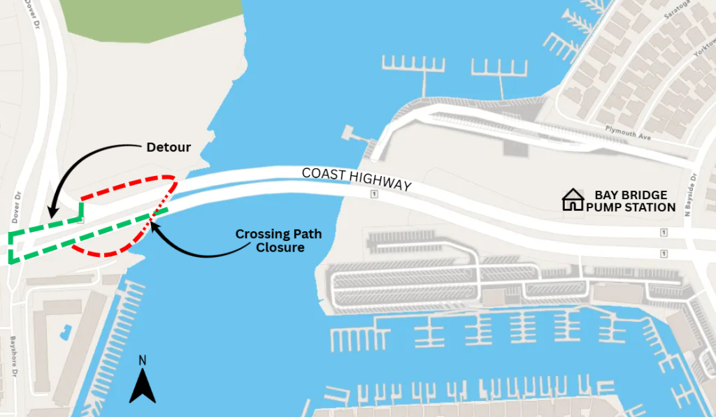 Bay Bridge Project crossing path closure detour map