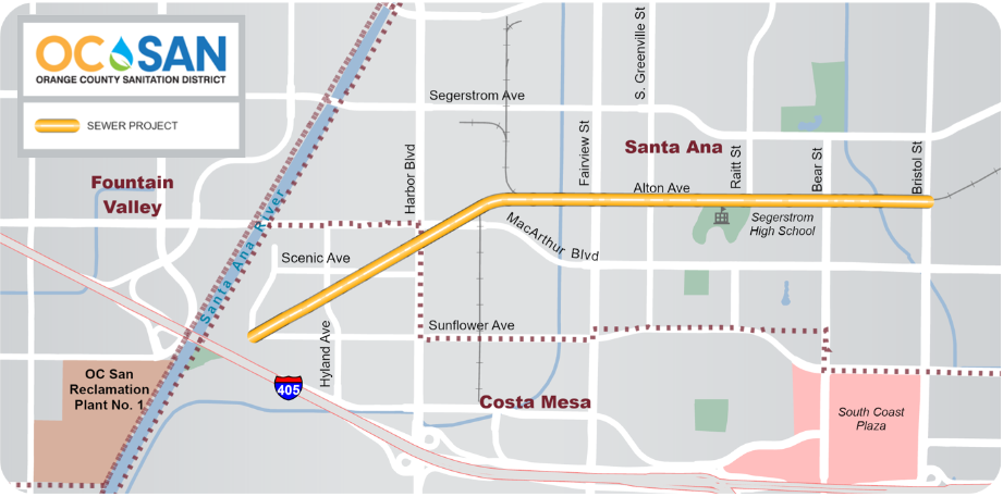 Santa Ana Trunk Sewer Project Map